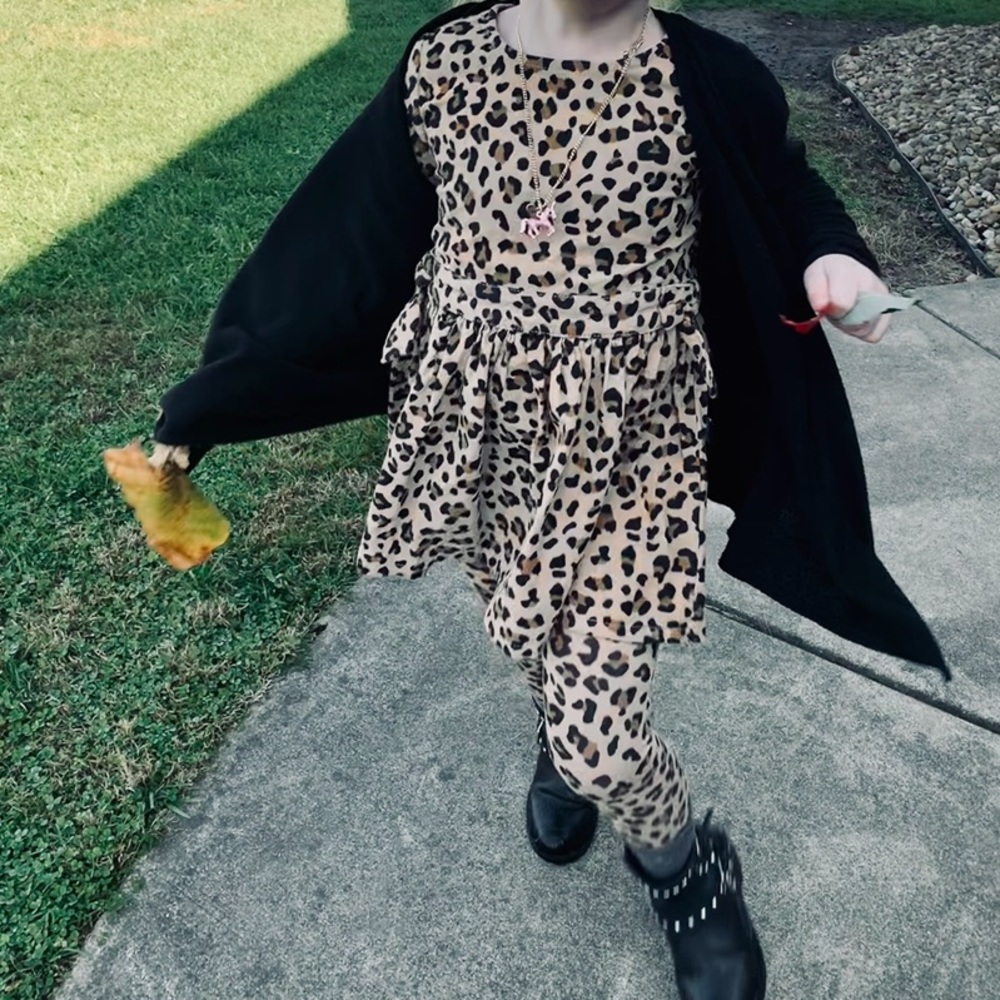CARTER’S LEOPARD 2PC SET CORDUROY DRESS TUNIC LEGGINGS PANTS OUTFIT ANIMAL PRINT - Picture 2 of 10